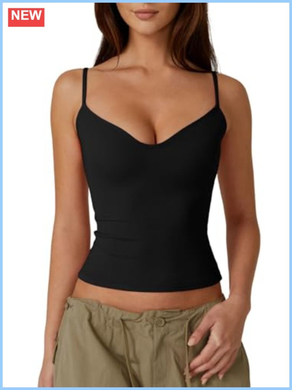 Women's Sweetheart Neck Spaghetti Strap Crop Tank Top Slim Fit Bodycon